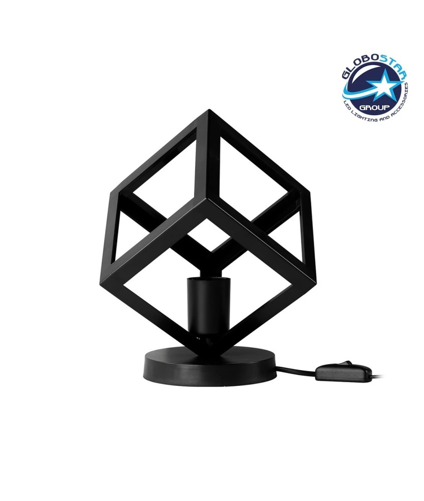 GLOBOSTAR® DISE 203-0272 Μοντέρνο Επιτραπέζιο Φωτιστικό Πορτατίφ με Ντουί 1 x E27 AC 220-240V IP20 - Μαύρο - Μ28 x Π28 x Υ29cm